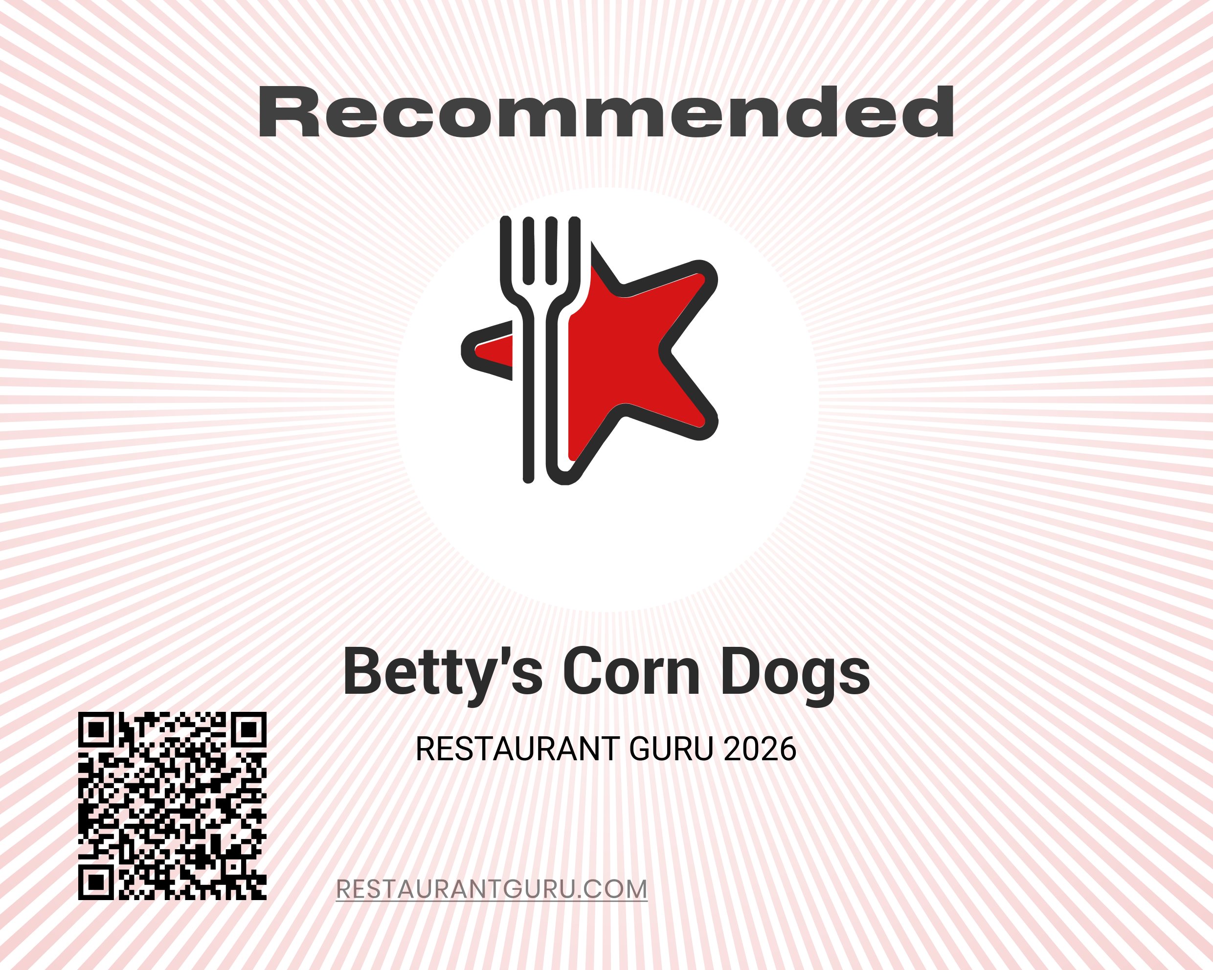 Betty's Corn Dogs — Restaurant Guru Recommended 2026 certificate